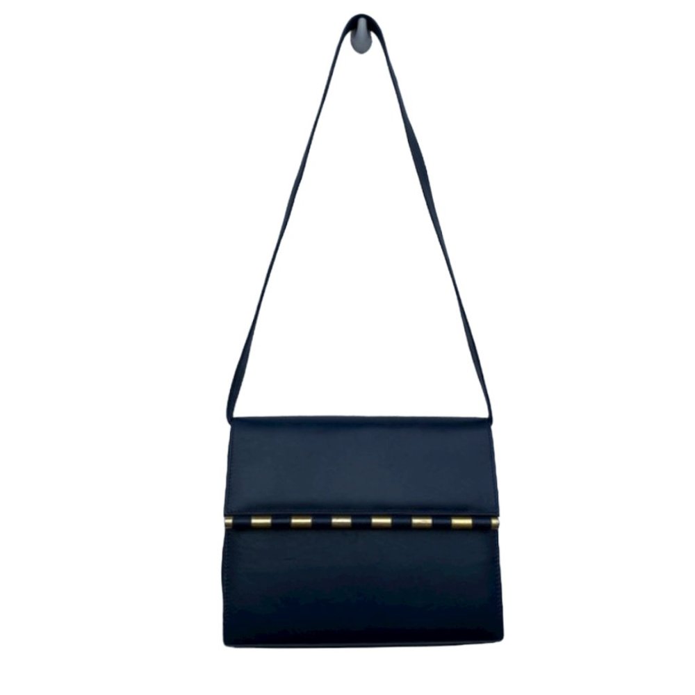 Regina Romero Mexico Navy Blue Gold Vintage Square Crossbody Clutch Bag
